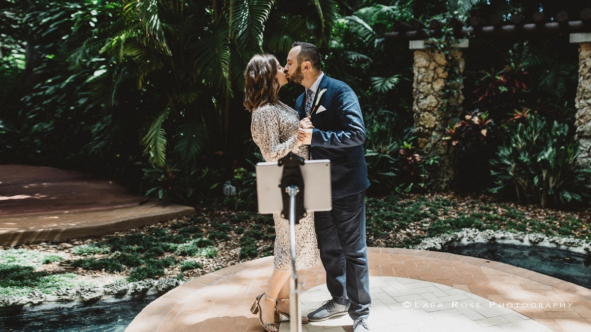 Virtual Wedding Ceremony at the Hammock Pavillion. Photo by Lara Rose Photography